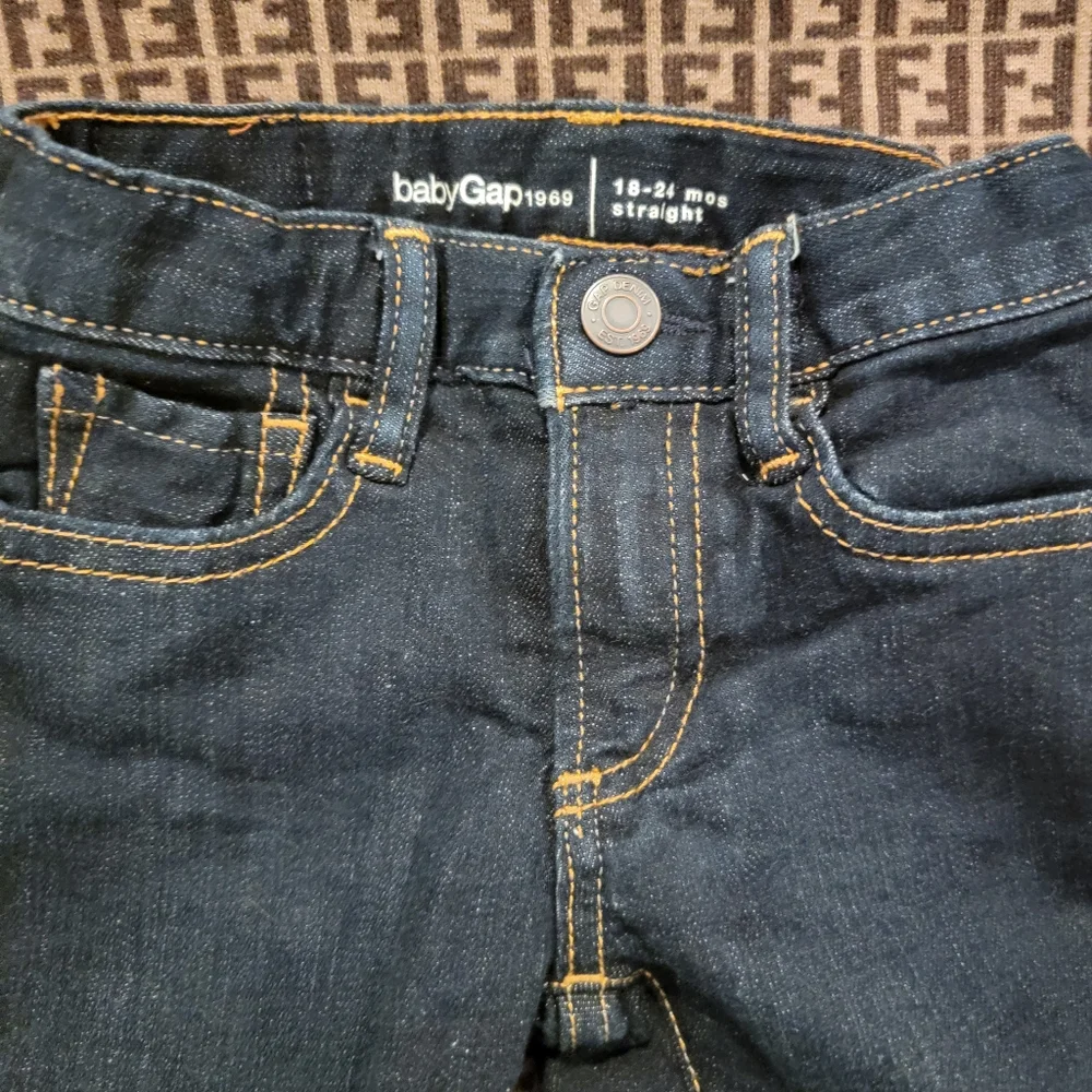 Gap Jeans Buffalo Plaid Flannel Lined Toddler Size 18- 24 months blue jeans pant